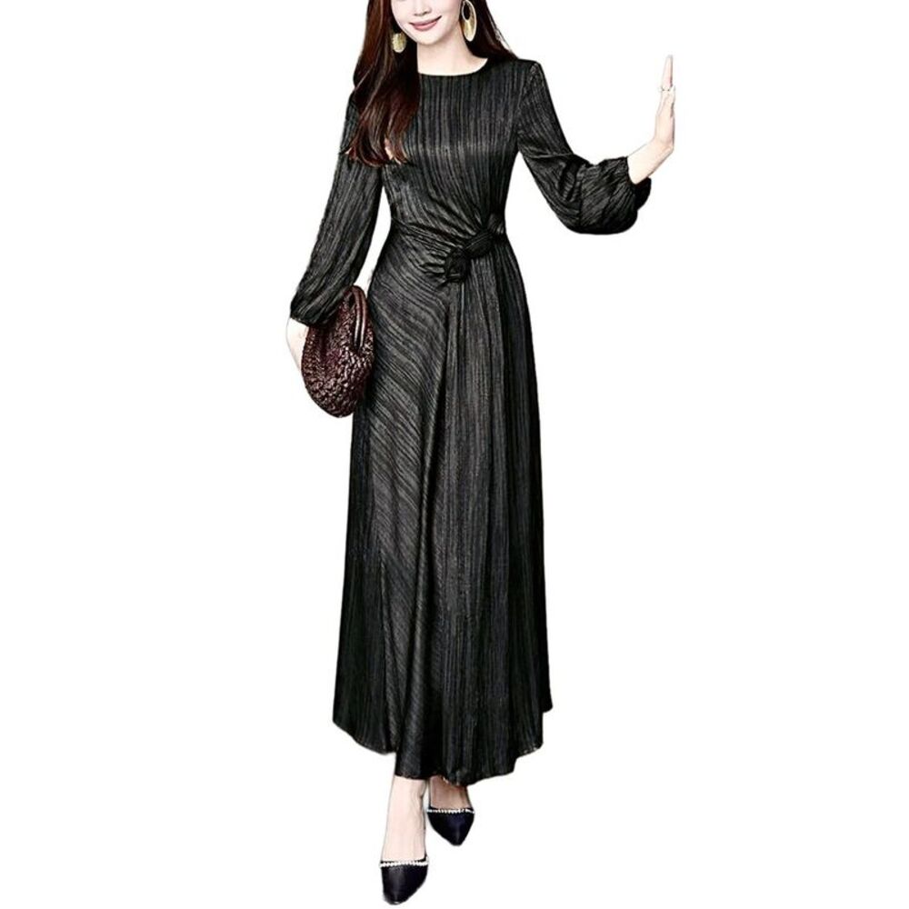 Burryco Womens  Black Solid Maxi Dress, Black